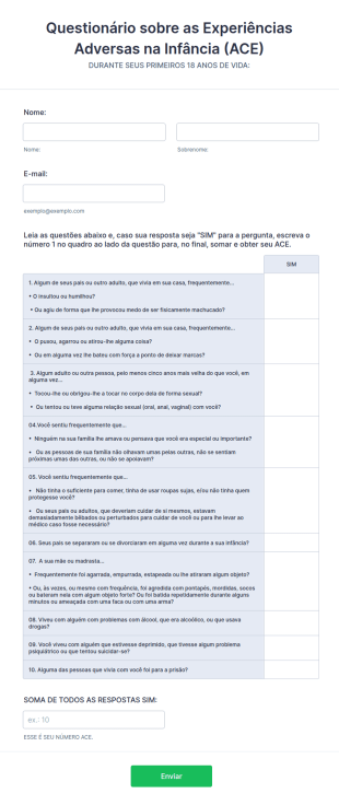 Questionário Sobre As Experiências Adversas Na Infância (ACE)