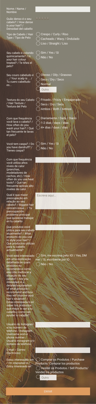 Questionário Sobre O Cabelo E Necessidades Das Clientes Do Salão De Beleza Form Template