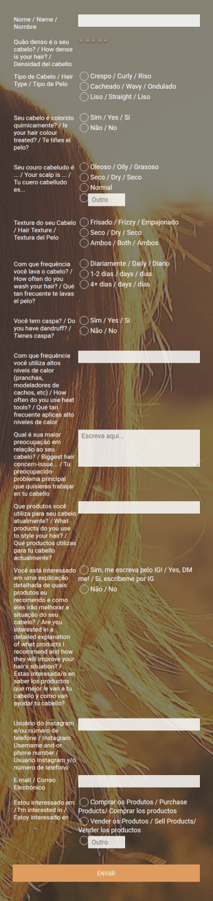Questionário Sobre O Cabelo E Necessidades Das Clientes Do Salão De Beleza