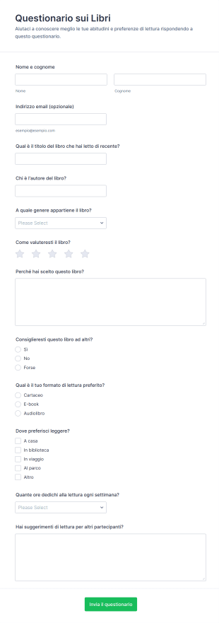 Questionario Sui Libri