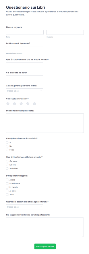Questionario Sui Libri