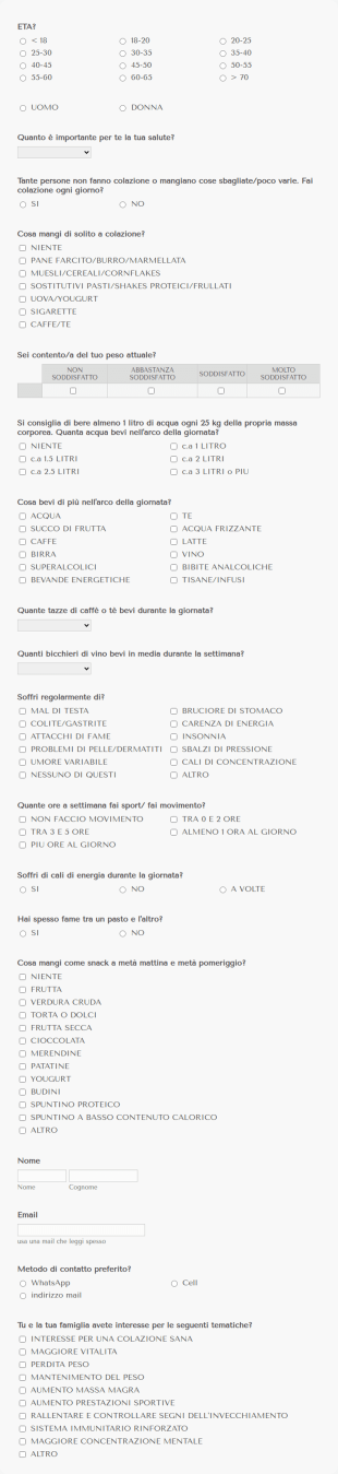 Questionario Sul Benessere