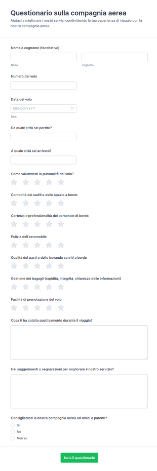 Questionario Sulla Compagnia Aerea