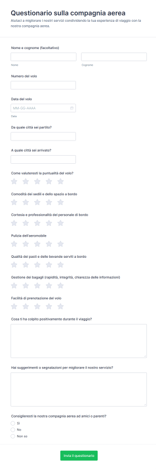 Questionario Sulla Compagnia Aerea