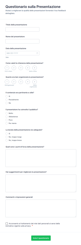Questionario Sulla Presentazione