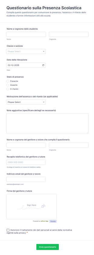 Questionario Sulla Presenza Scolastica