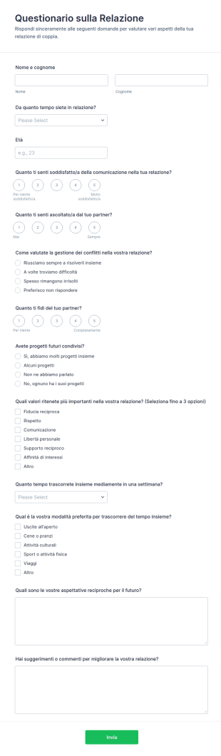 Questionario Sulla Relazione