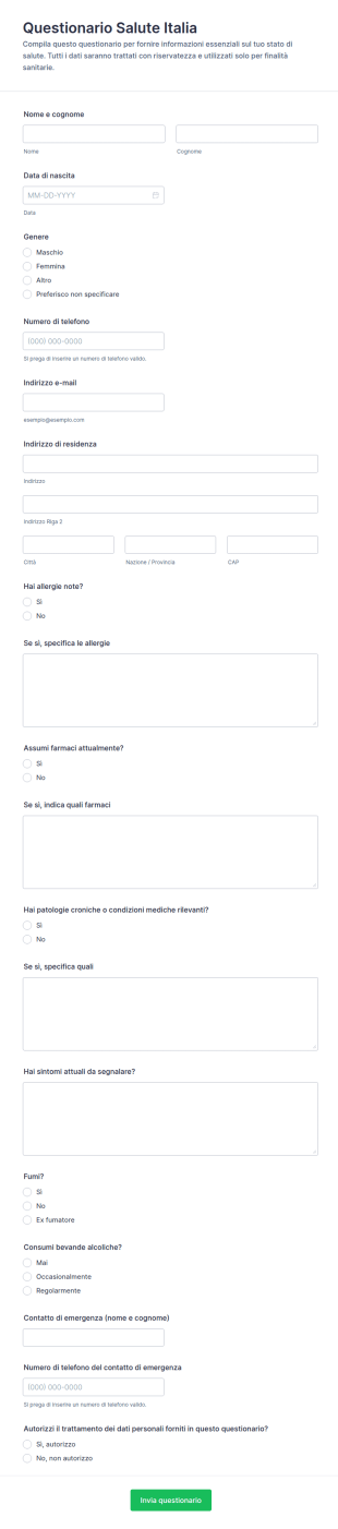 Questionario Sanitario