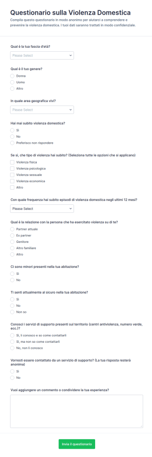Questionario Sulla Violenza Domestica