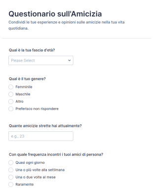 Questionario Sull'Amicizia