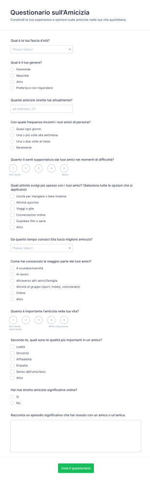 Questionario Sull'Amicizia