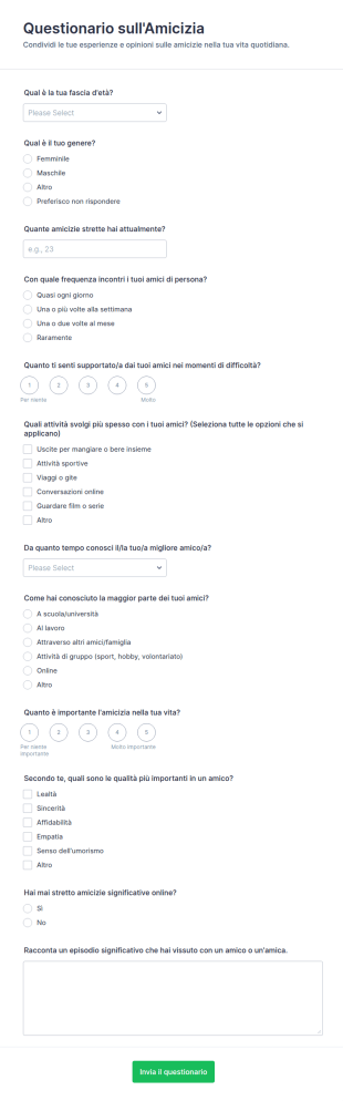 Questionario Sull'Amicizia