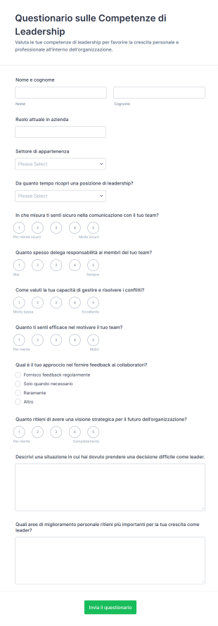Questionario Sulle Competenze Di Leadership