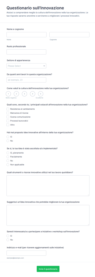 Questionario Sull'Innovazione