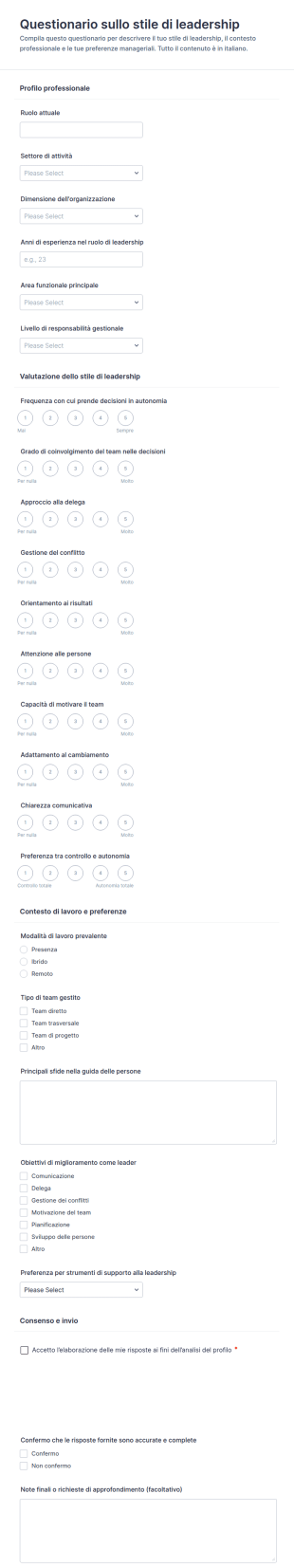 Questionario Sullo Stile Di Leadership Sondaggio