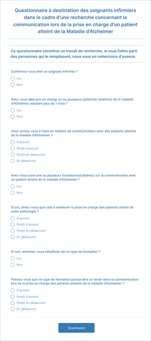 Questionnaire à Destination Des Soignants Infirmiers