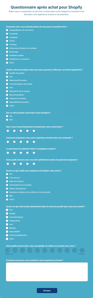 Questionnaire Après Achat Pour Shopify