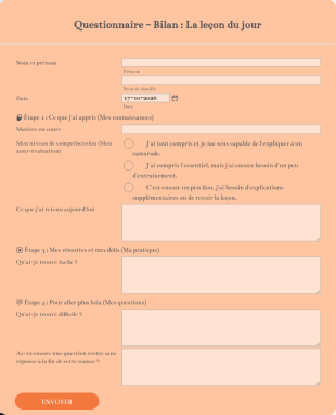 Questionnaire Bilan : La Leçon Du Jour