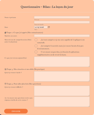 Questionnaire Bilan : La Leçon Du Jour