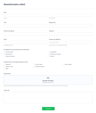 Questionnaire Client Form Template