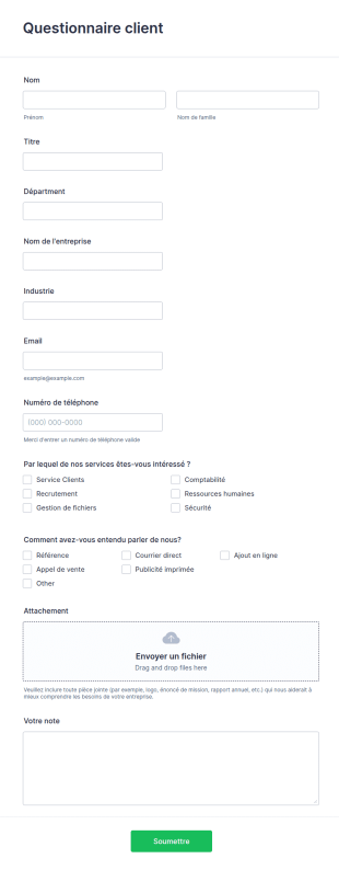 Questionnaire Client