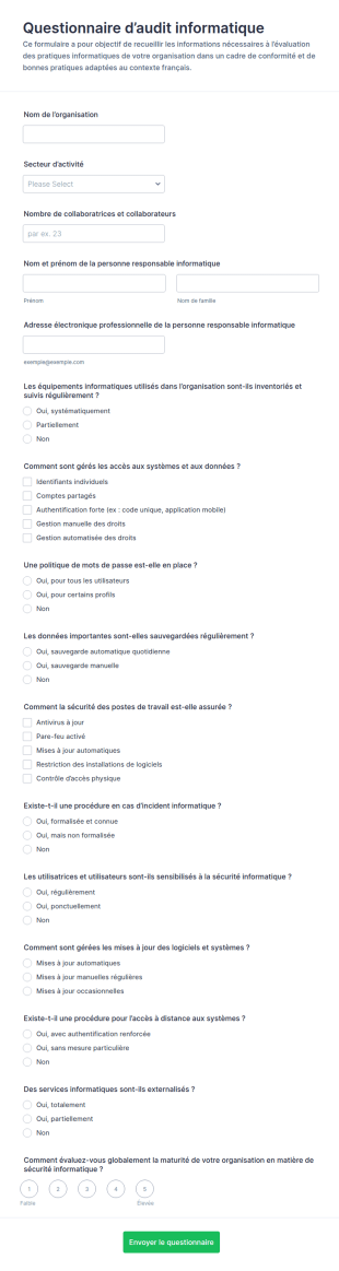 Questionnaire D’audit Informatique