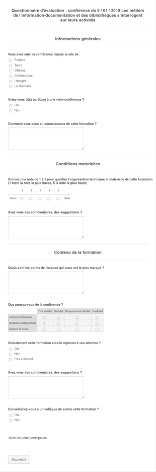 Questionnaire D'évaluation Conférence