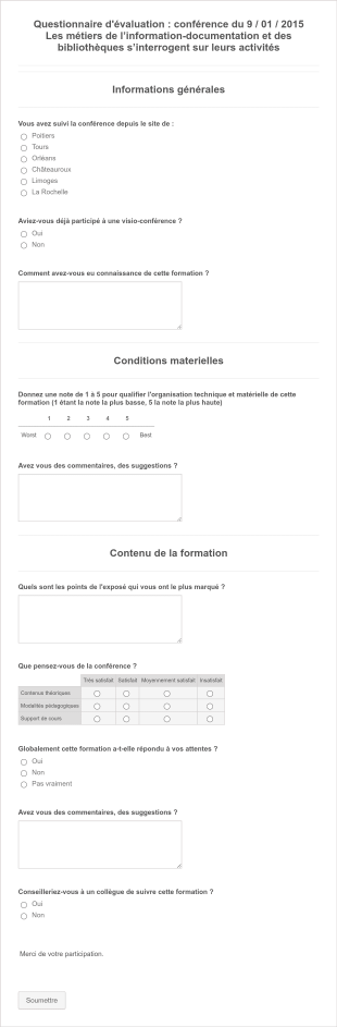Questionnaire D'évaluation Conférence