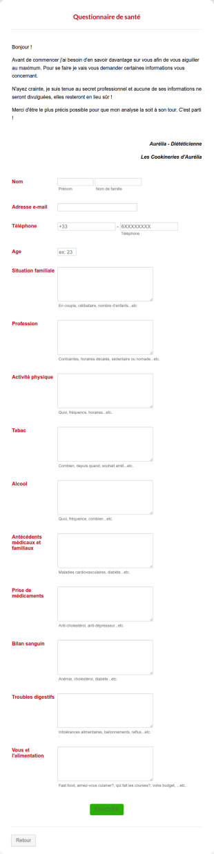 Questionnaire Diététique