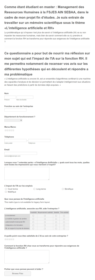 Questionnaire D'impact De L'IA Sur La Fonction RH