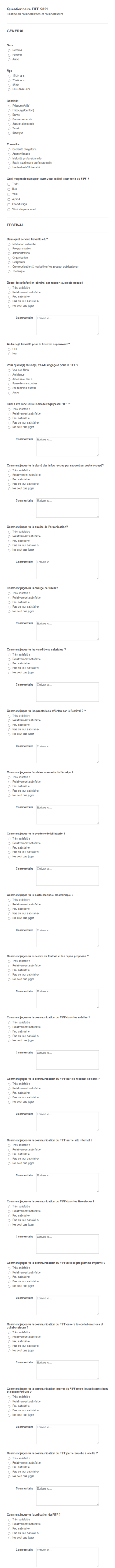 Questionnaire FIFF 2021