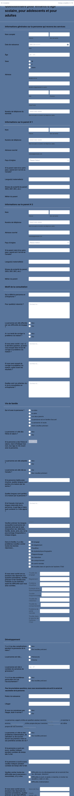 Questionnaire Pour Enfant De Plus De 6 Ans, Pour Adolescent Ou Pour Adulte