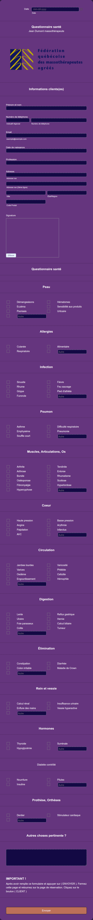 Questionnaire Santé