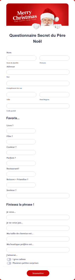 Questionnaire Secret Du Père Noël