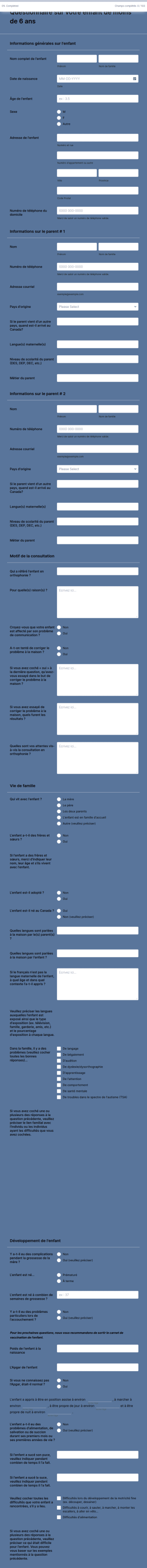 Questionnaire Sur Enfant De Moins De 6 Ans