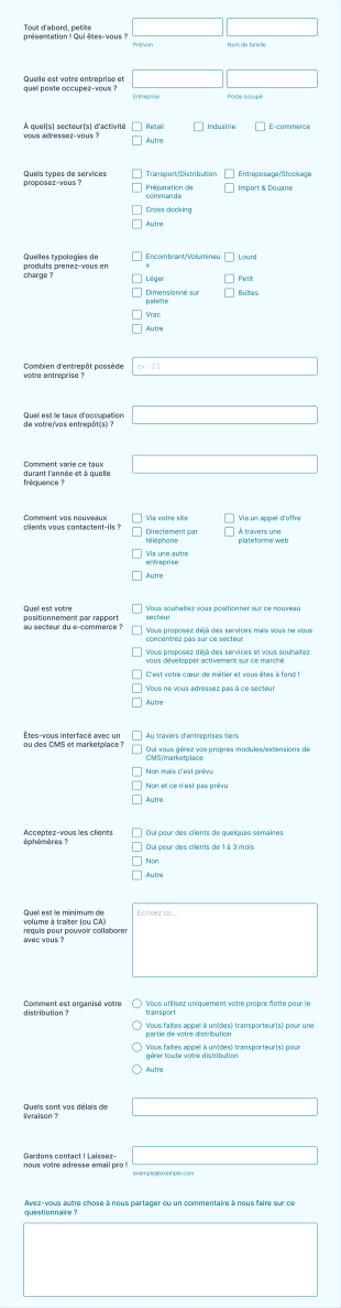 Questionnaire Sur Vos Services Logistiques Form Template