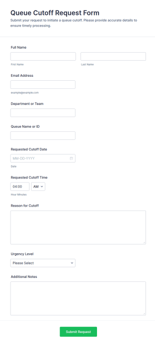 Queue Cutoff Request Form Template
