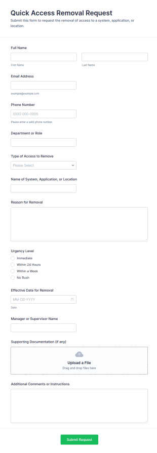 Quick Access Removal Request Form Template