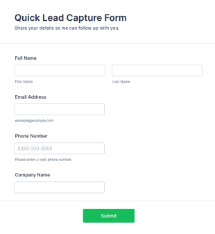 Quick Lead Capture Form Template