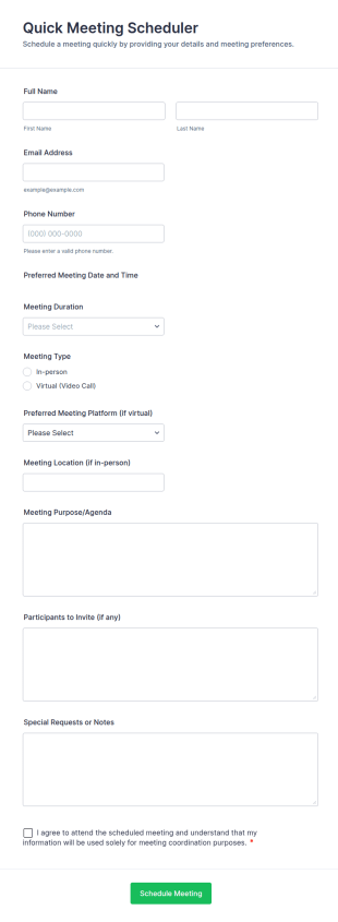 Quick Meeting Scheduler Form Template