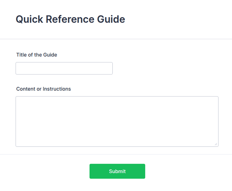 Quick Reference Inspection Form Quick Reference Guide Form Template | Jotform