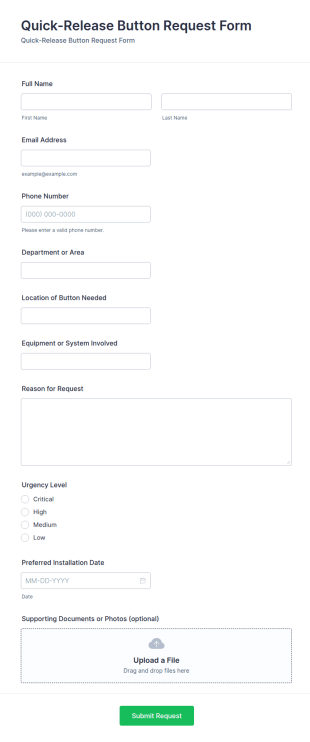 Quick Release Button Request Form Template