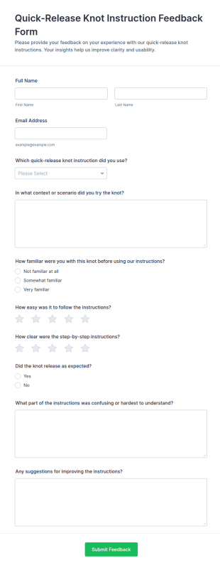 Quick Release Knot Instruction Feedback Form Template