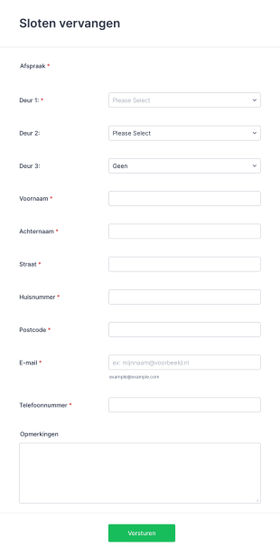 QuickBlue Sloten Vervangen Form Template
