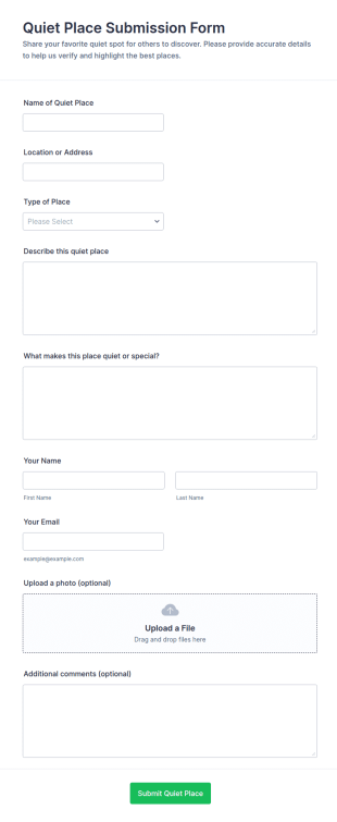 Quiet Place Submission Form Template