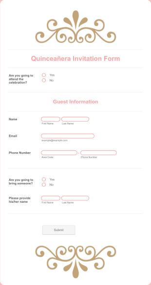 Quinceañera Invitation Form Template