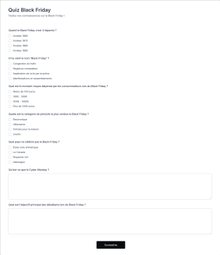 Quiz Black Friday Form Template