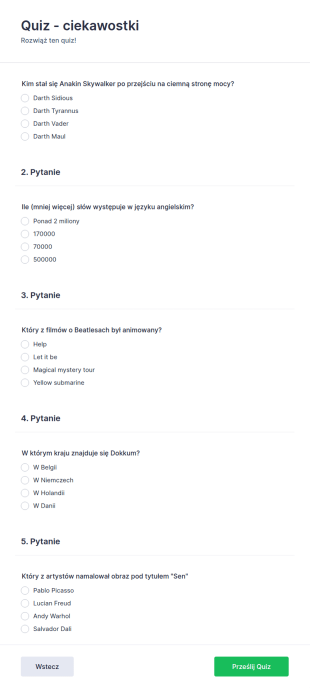 Quiz Ciekawostki