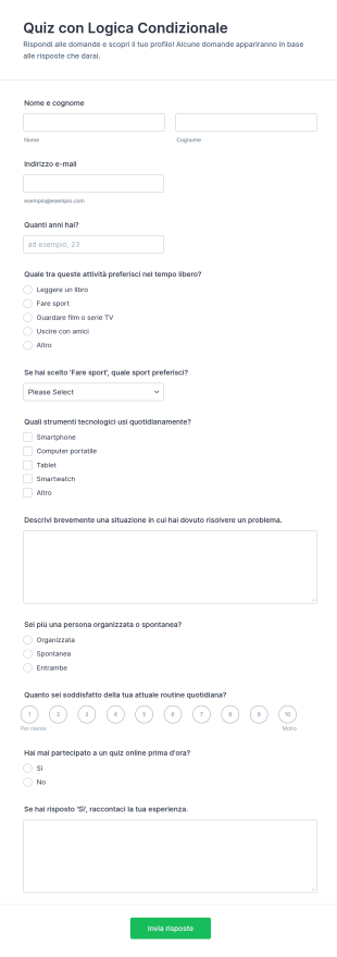 Quiz Con Logica Condizionale