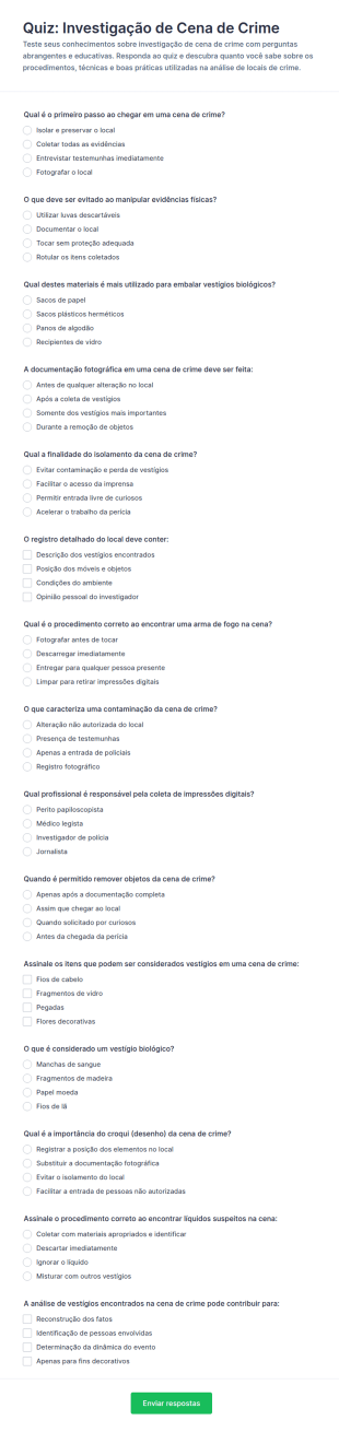 Quiz De Investigação De Cena De Crime